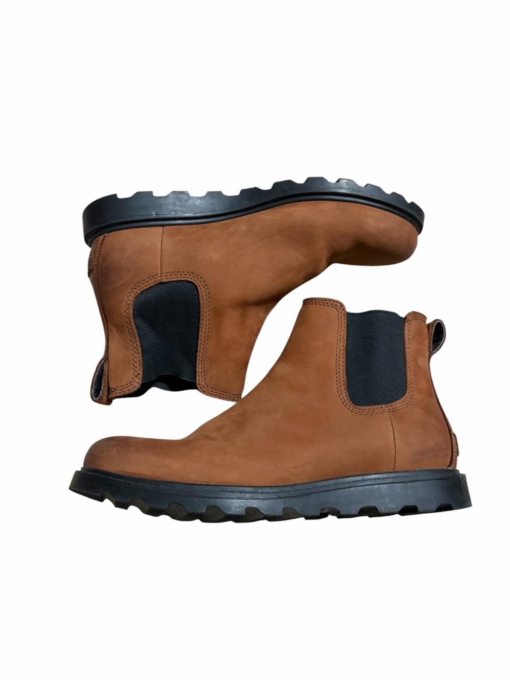 SOREL Brown Leather Chelsea Lug Boots Waterproof Slip-On SZ 8.5 Outdoor Gorpcore